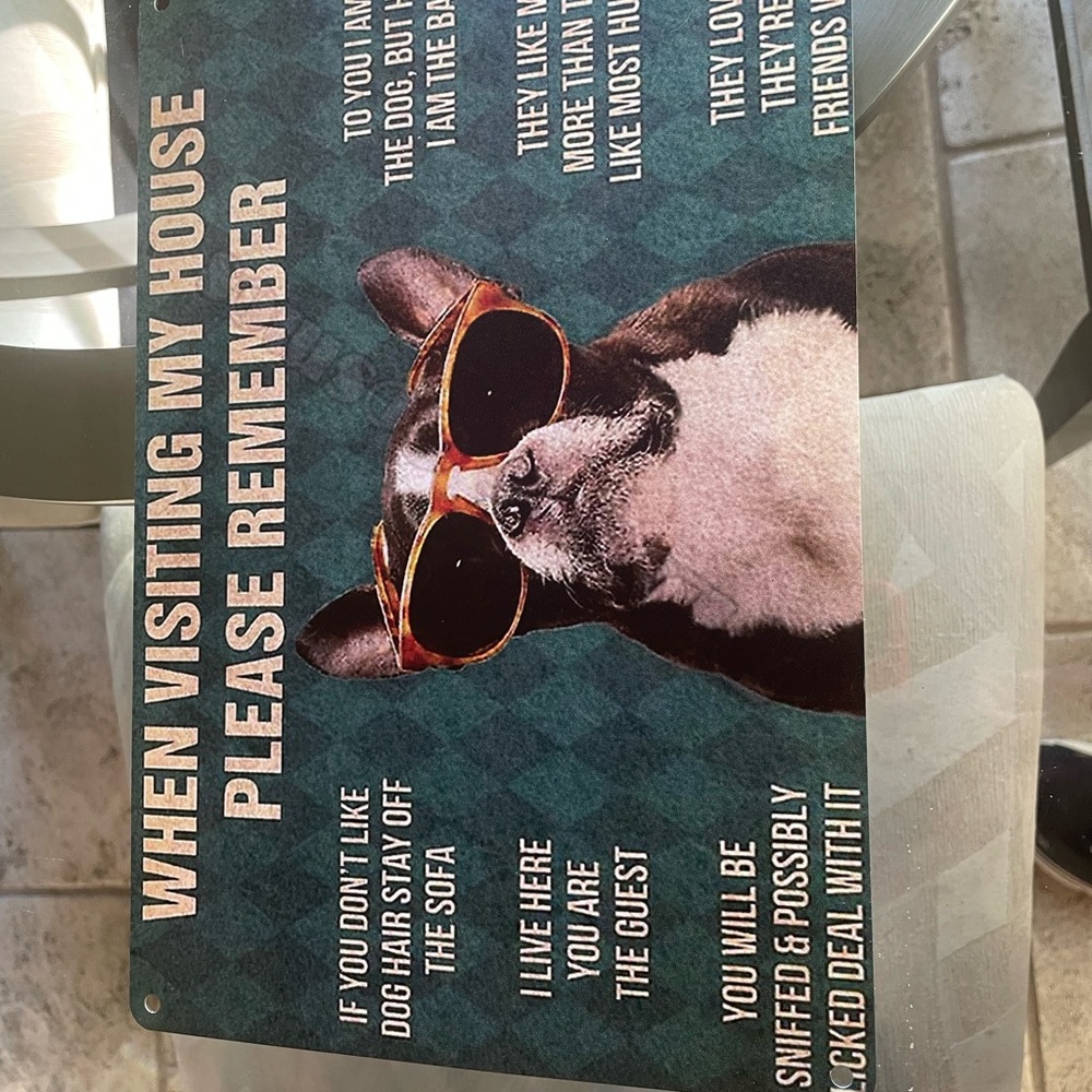 French bulldog metal vintage sign